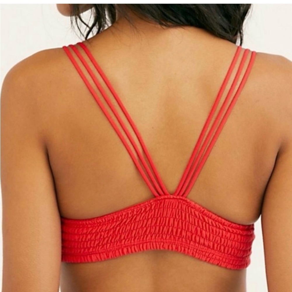 NWT Free People Smocked Emmy Bralette – Summer Red -Size Small